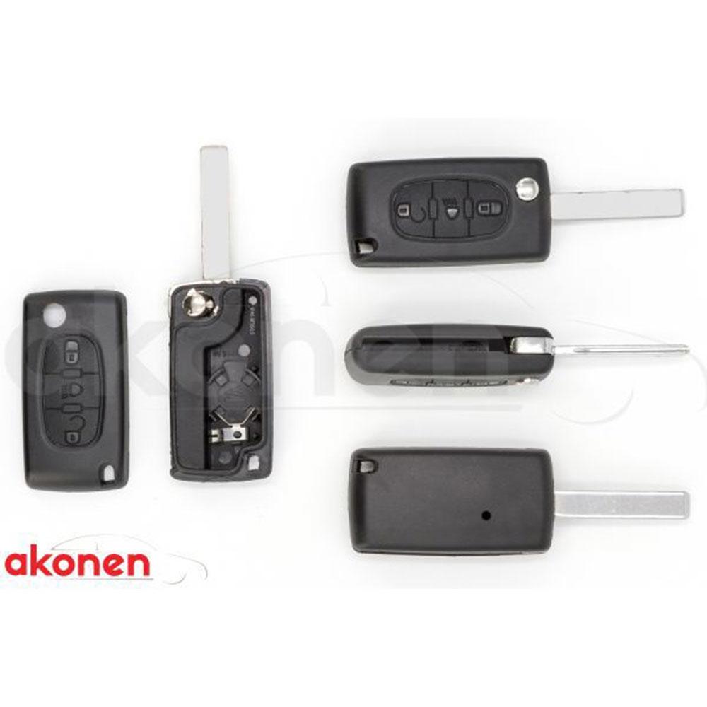 AKONEN 004CT001 CARCASA CHEIE CONTACT PENTRU CITROEN BERLINGO / C2 / C3. 3 BUTOANE. CU CHEIE