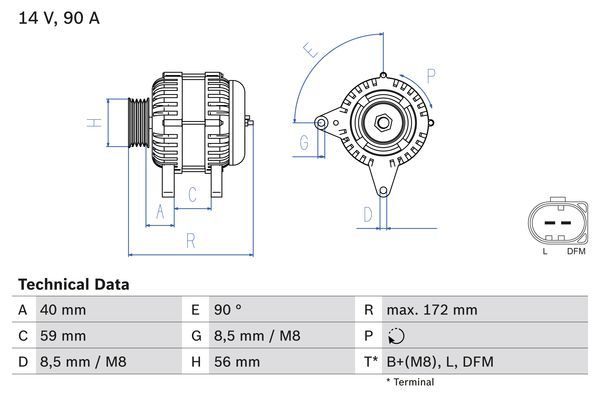 BOSCH 0986047250 Generator/Alternator