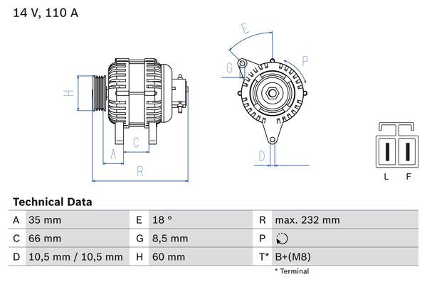 BOSCH 0986048301 Generator/Alternator