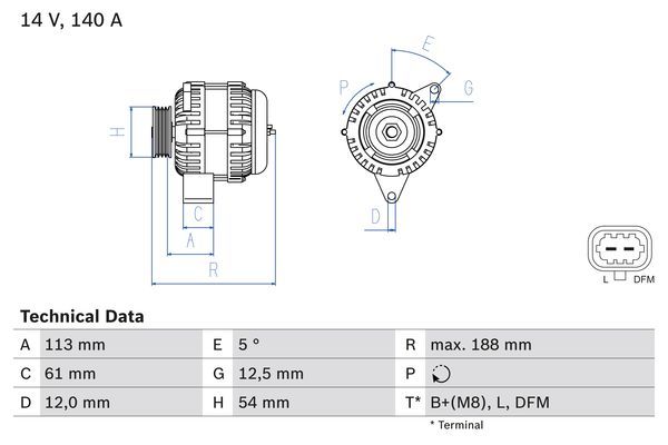 BOSCH 0986080380 Generator/Alternator