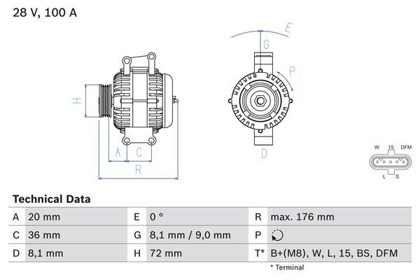 BOSCH 0986047820 Generator/Alternator