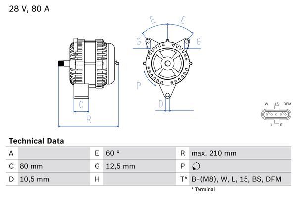 BOSCH 0986048100 Generator/Alternator